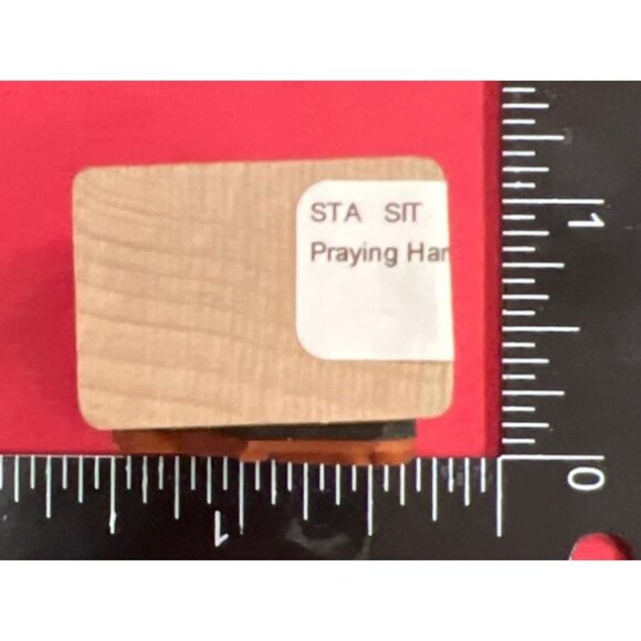 Praying Hands Wood Rubber Stamp Small Illustration For Crafting & Scrapbooking - Picture 4 of 4